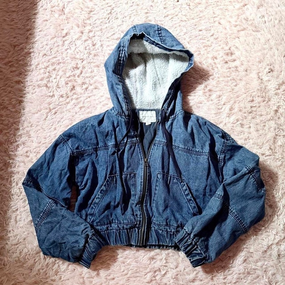 Denim Y2K Streetwear Urban Hiphop Statement Bomber Jacket Womens M City Grunge